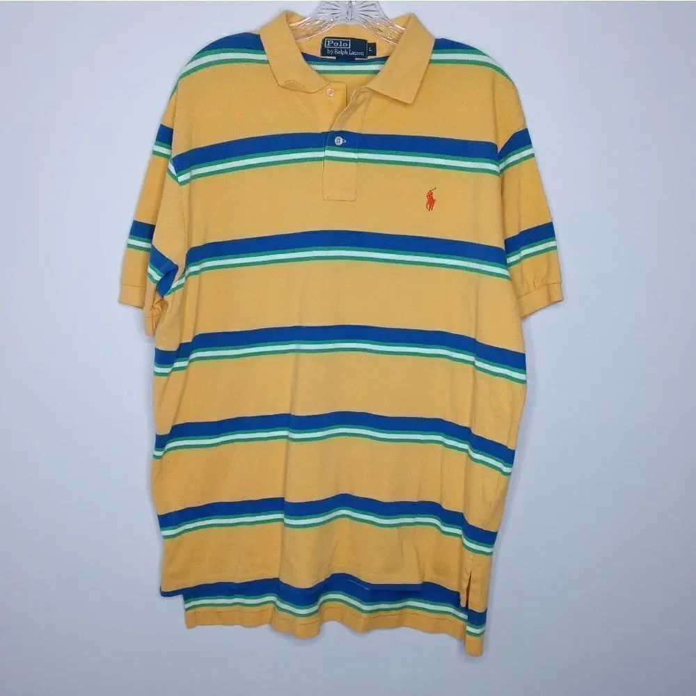 Polo Ralph Lauren yellow striped polo shirt size large